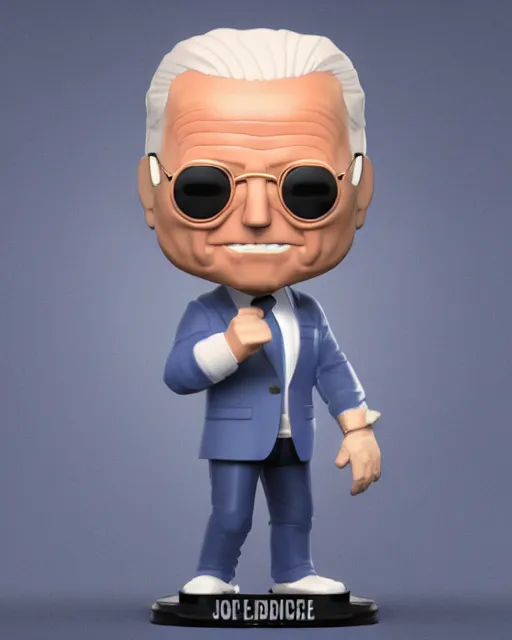 Prompt: full body 3d render of joe biden as a funko pop, studio lighting, white background, blender, trending on artstation, 8k, highly detailed