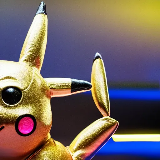 Prompt: A real photo of a metallic pikachu animatronic, 4K, high quality