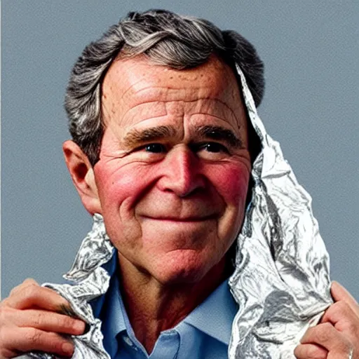 Image similar to george bush covered in tinfoil