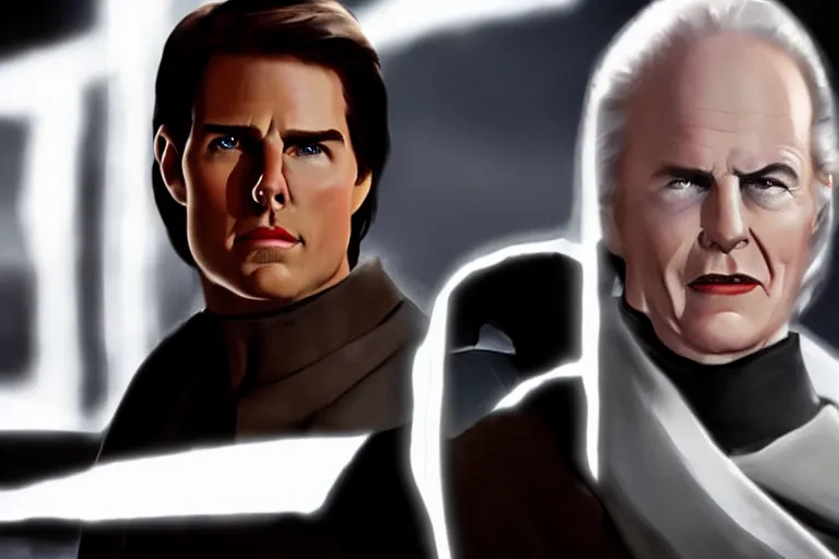 Image similar to (tom cruise!!) using force lighting, palpatine