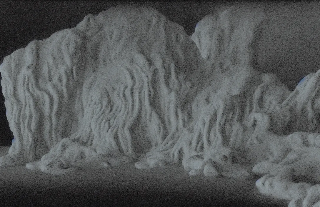 Prompt: point of view of antagonist intact flawless ambrotype from 4 k criterion collection remastered cinematography gory horror film, ominous lighting, evil theme wow photo realistic postprocessing tower of silence minuscule curls of white foam turing pattern painting by roger dean