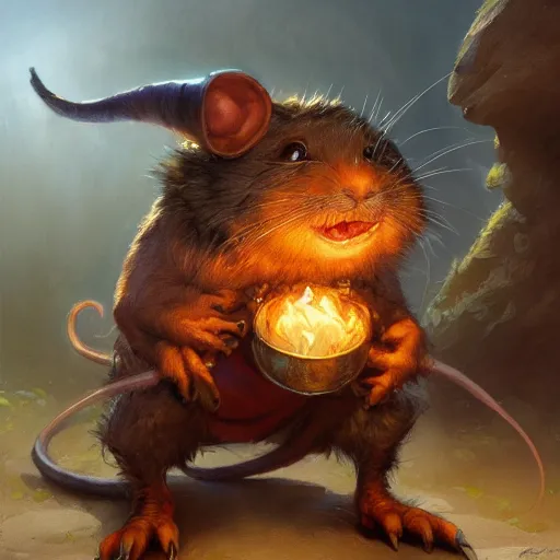 Prompt: a wizard rat, by justin gerard and greg rutkowski, digital art, realistic painting, dnd, character design, trending on artstation