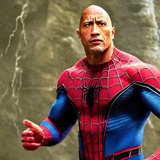 Image similar to Dwayne Johnson as Spiderman