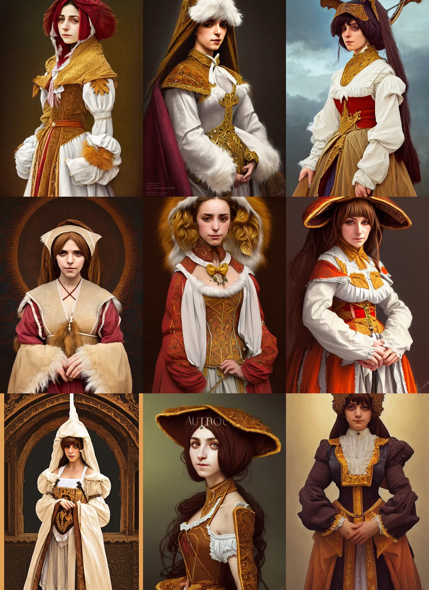 Prompt: symmetry!! portrait of 1 5 0 0 furry cosplay costume andalusian girl furry cosplay costume female in historical andalusian clothing and furry cosplay costume, historical, intricate, highly detailed, dynamic lighting, digital art, digital painting, artstation, wlop, sharp focus, illustration, art by artgerm and greg rutkowski and alphonse mucha, 8 k