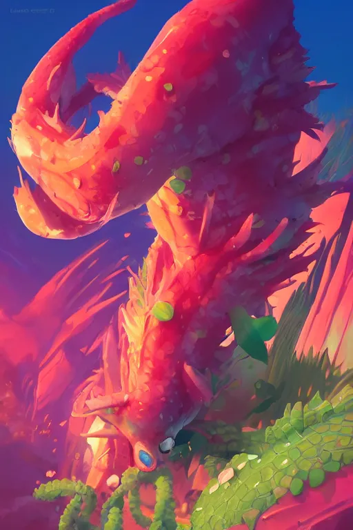 Image similar to 3 d render creature animal sushi cristal eye roots cactus fish wing elemental flush of force nature micro world fluo, art gta 5 cover, official fanart behance hd artstation by jesper ejsing, by rhads, makoto shinkai and lois van baarle, ilya kuvshinov, ossdraws