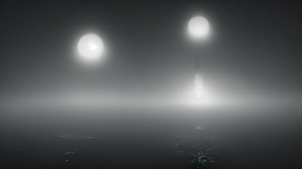 Image similar to a black sphere hangs in the sky, luminous tentacles leave it in different directions, fog, volumetric lighting, mystique, atmospheric, sharp focus, ultra detailed, noir art house, 4 k, cinematic, 3 5 mm