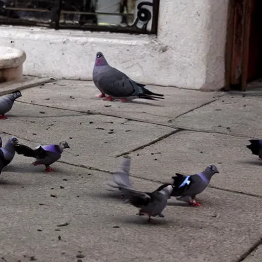 Image similar to pigeons from mexican cartel vs cat police