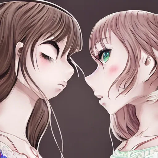 Image similar to a serious stare down between two beautiful maids standing face to face, detailed anime art