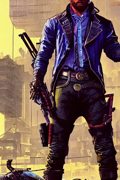 arthur morgan as a blackops assassin. cyberpunk 2077, Stable Diffusion