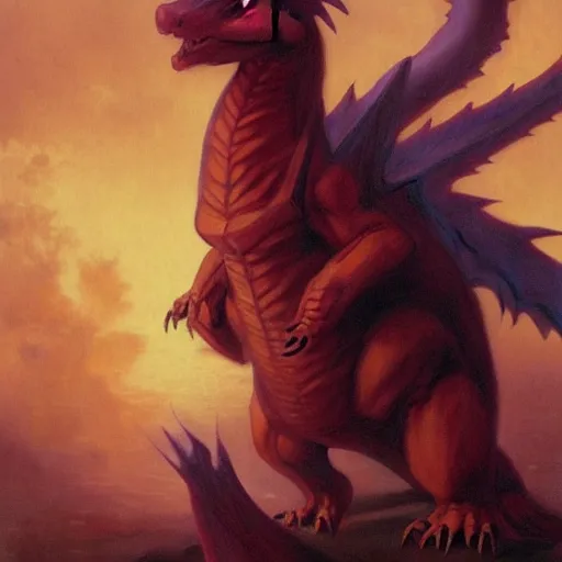 Prompt: Painting of a Charizard as Godzilla. Art by william adolphe bouguereau. During golden hour. Extremely detailed. Beautiful. 4K. Award winning.