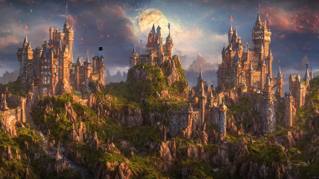 Prompt: fantasy castle, fantasy digital artwork, very very very beautiful scenery, hd, hdr, ue5, ue6, unreal engine 5, cinematic 4k wallpaper, 8k, ultra detailed, high resolution, artstation, award winning