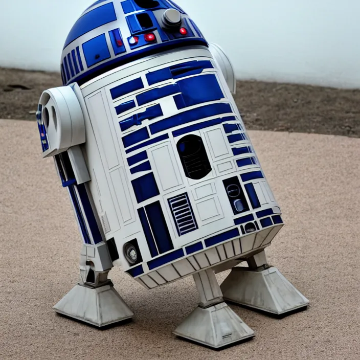 Prompt: anthropomorphized r 2 d 2 strutting around