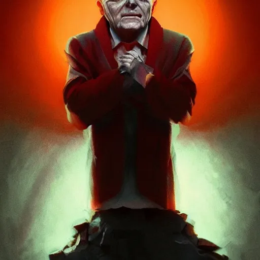 Prompt: portrait of anthony hopkins as the real evil, sadistic look, red skin, devil horns, mattepainting concept blizzard pixar maya engine on stylized background splash comics global illumination lighting artstation, sharp focus, lois van baarle, ilya kuvshinov, rossdraws