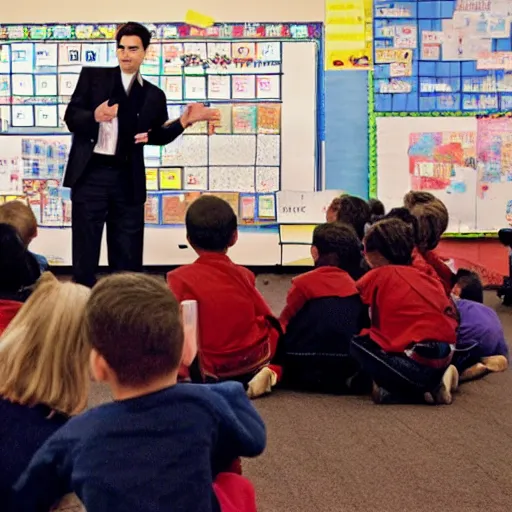 Image similar to Ben Shapiro debating a room of kindergartners