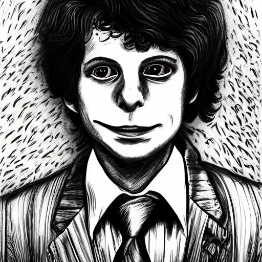 Prompt: a detailed portrait of Micheal Cera as a vampire in the style junji ito