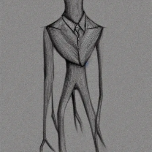 Prompt: nightmare art of the slenderman, grayscale