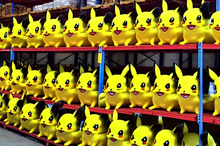 Image similar to a warehouse full of pikachu