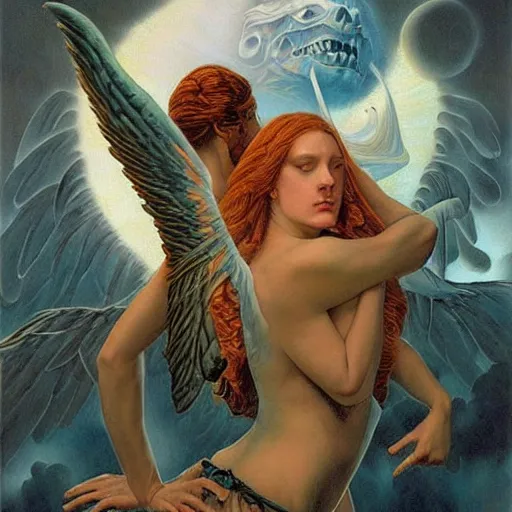 Image similar to an amazing masterpiece of art by gerald brom 👼 🌥️