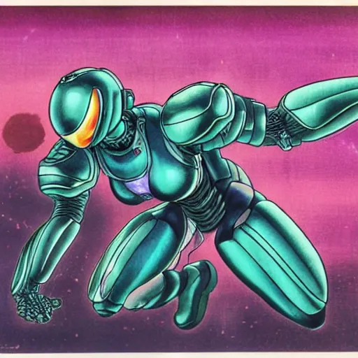 Samus Aran as illustrated by Yoshitaka Amano. 1994. | Stable Diffusion ...