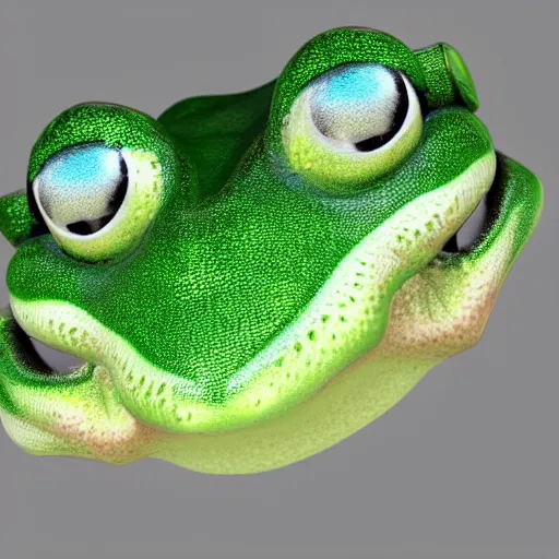 Prompt: 3 d render of a frog head