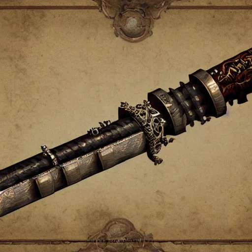 Image similar to a steampunk sword, intricate, artstation