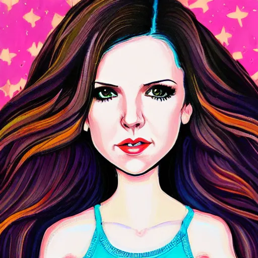 Image similar to anna kendrick in the style of jeremiah ketner