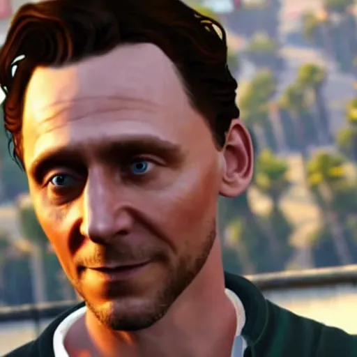 Image similar to in-game screenshot of Tom Hiddleston in GTA V, 3d render, Unreal Engine, octane render, ray tracing, Unity, highly detailed, high quality, HD, 4k, 8k, realistic, sharp, trending