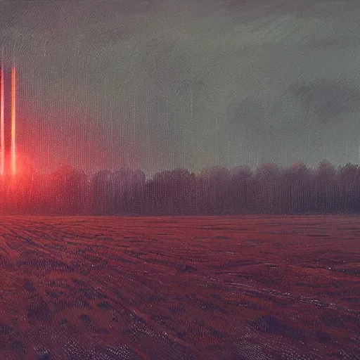 Image similar to a tornado in a field by Adam Wyeth, stormy weather, extremely detailed masterpiece, oil on canvas, low-key neon lighting, artstation, Blade Runner 2049, Roger Deakin’s cinematography, by J. C. Leyendecker and Peter Paul Rubens,