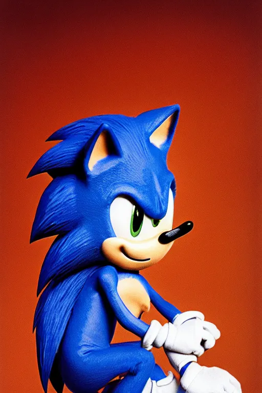 Prompt: Sonic the Hedgehog, 35mm, f2.8, award-winning, candid portrait photo, taken by annie leibovitz