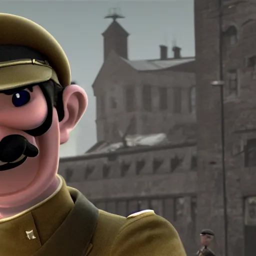 Prompt: waluigi as a nazi soldier during ww2, realistic, detailed, gloomy, elegant, unreal engine, intricate details, 4K