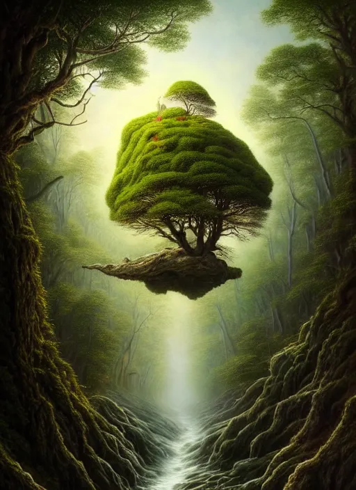 Image similar to a hyper-detailed 3d render like a Oil painting of Nature witnessing itself through all animals and plants and trees and rocks, surrealism!!!!! Beautiful! surreal concept art, lifelike, photorealistic, digital painting, aesthetic, smooth, sharp focus, Artstation HD, by Greg Rutkowski, Chris Tulloch McCabe, Valentina Remenar and Asher Duran,