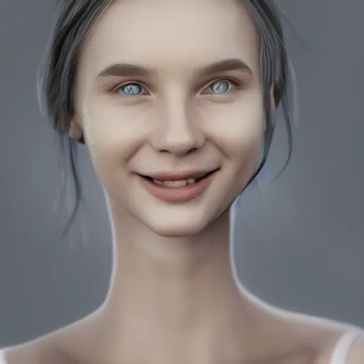 Image similar to woman from scandinavia, daz, 2 0 - years old, smiling and looking, portrait painting, octane render, white background, art