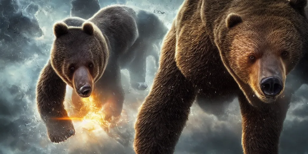 Prompt: Earth being destroyed by a huge bear, realistic 4k octane beautifully detailed render, 4k post-processing, highly detailed, intricate complexity, epic composition, magical atmosphere, cinematic lighting, masterpiece, ultra hd