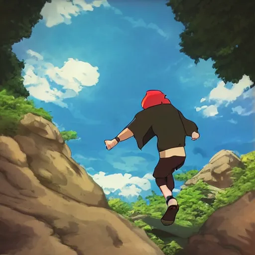 Prompt: “Indians jones running away from a boulder, anime style”