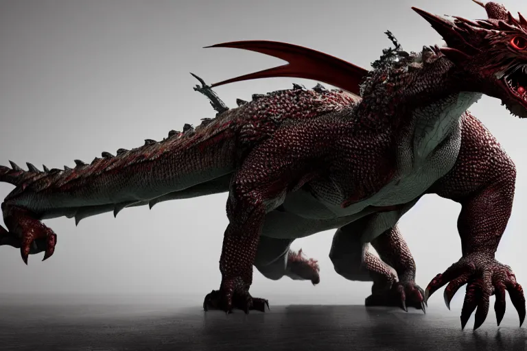 Image similar to aggrssive dragon, full body, 8 k, 3 0 mm lens, epic studio shot, ultra detailed, object photoshooting, octane render