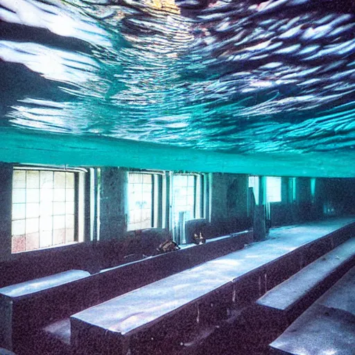 Prompt: underwater church photograph