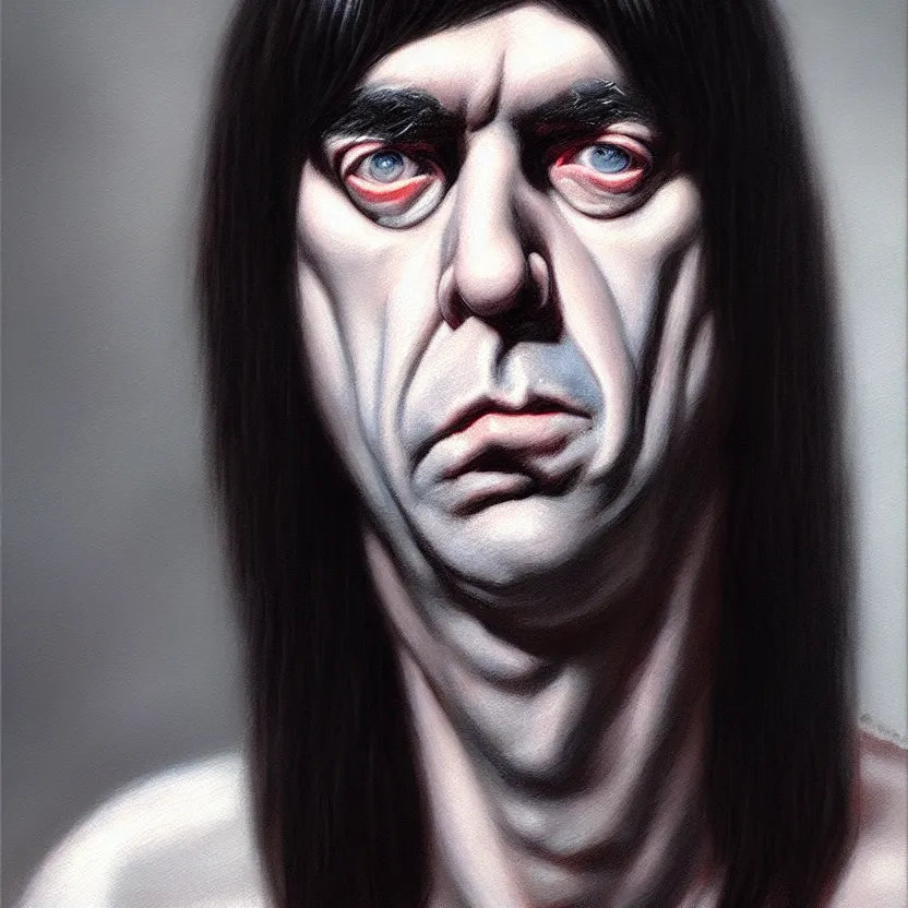 Prompt: portrait of Johnny Ramone, by Casey Baugh, Steve Caldwell, Gottfried Helnwein, and Artgerm, sharp focus, 8k resolution, masterpiece work, digital render.