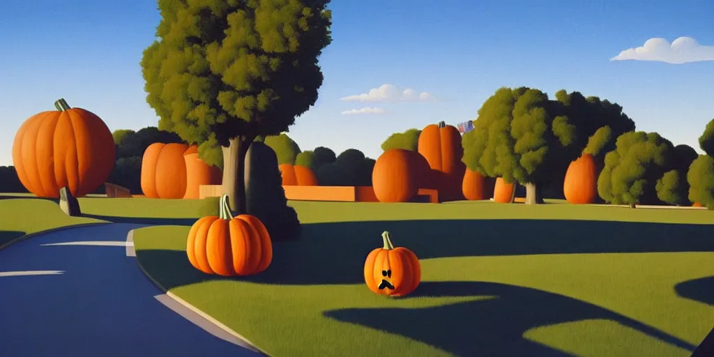 Prompt: halloween, blue sky, summer evening, kenton nelson