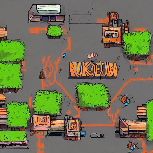 Image similar to nuketown 2 0 2 5 in the art style as nekroxiii,