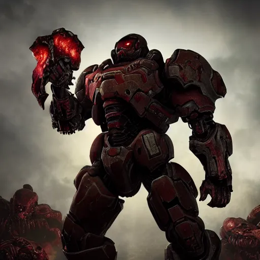 Image similar to doom slayer from doom eternal, photography