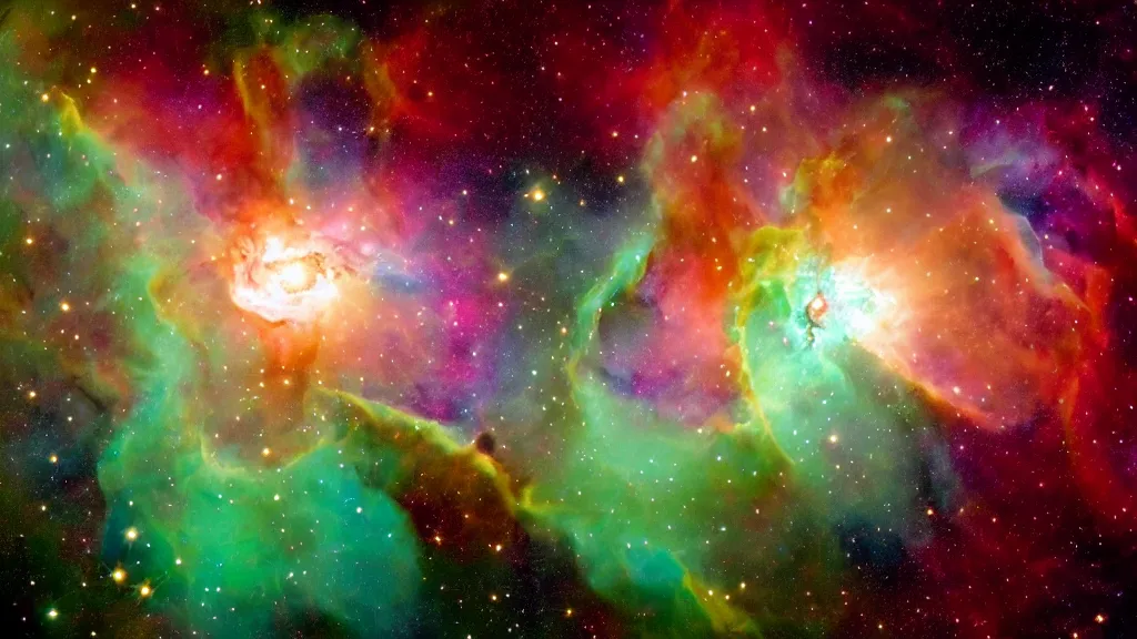Image similar to ((((Hulk outline)))) made in the form of a (((nasa nebula photo))), James Webb telescope photo, photo
