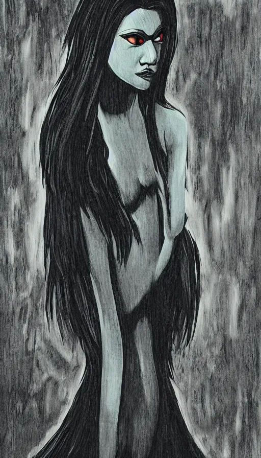 Image similar to manananggal, eerie painting, high contrast