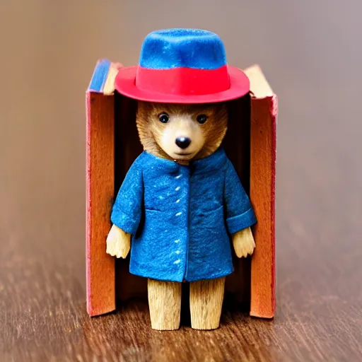 Prompt: paddington bear living in a matchbox