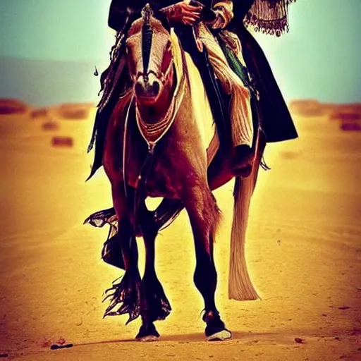 Image similar to beautiful burqa's woman, ride horse in saharan, dress like taliban, riffle on chest, dust, cinematic, dynamic pose, pinterest