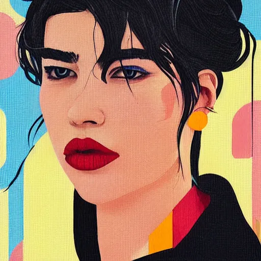 Image similar to Dua Lipa profile picture by Sachin Teng, asymmetrical, Organic Painting , Matte Painting, geometric shapes, hard edges, graffiti, street art:2 by Sachin Teng:4