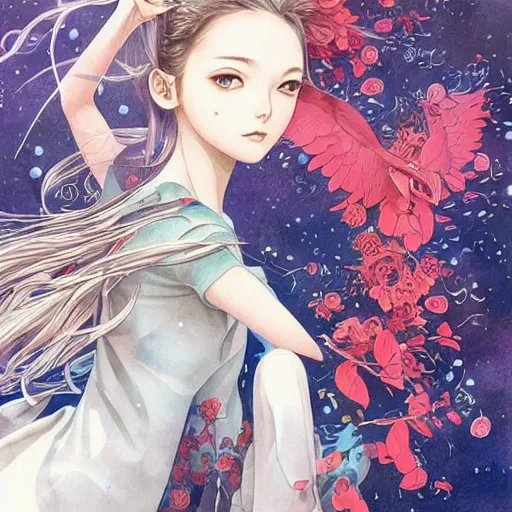 Image similar to our desperation, selfishness, and our effort to save the world and ourselves in the face of all this modernity stand before us like a lyrical blow of wind, highly detailed, sharp focus, award winning watercolor pen illustration, by caroline choi artgerm, art by range murata