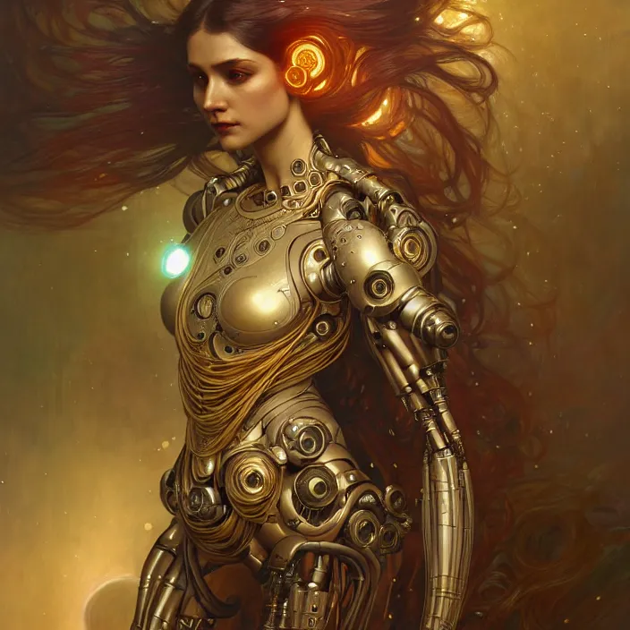 Image similar to organic cyborg, lakshmi, diffuse lighting, fantasy, intricate, elegant, highly detailed, lifelike, photorealistic, digital painting, artstation, illustration, concept art, smooth, sharp focus, art by john collier and albert aublet and krenz cushart and artem demura and alphonse mucha