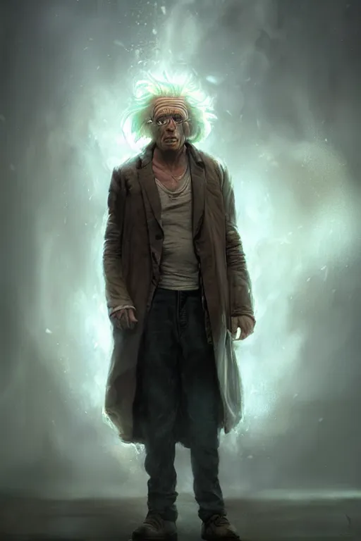 Image similar to character art by bastien lecouffe - deharme, doc emmett brown, absolute chad