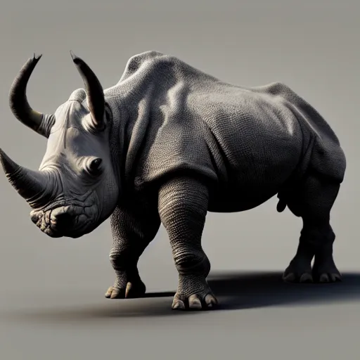 Image similar to hyperrealistic image of ace ventura disguised as rhino, stunning 3 d render, inspired by istvan sandorfi & greg rutkowski & unreal engine, perfect symmetry, dim volumetric cinematic lighting, 8 k octane comprehensive render, extremely hyper - detailed, incredibly lifelike attributes, intricate, real flesh texture, masterpiece, artstation, stunning,