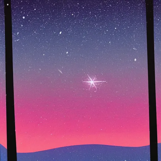 Image similar to a painting of a night sky with stars and trees, poster art by tim biskup, behance contest winner, space art, poster art, wallpaper, digital illustration